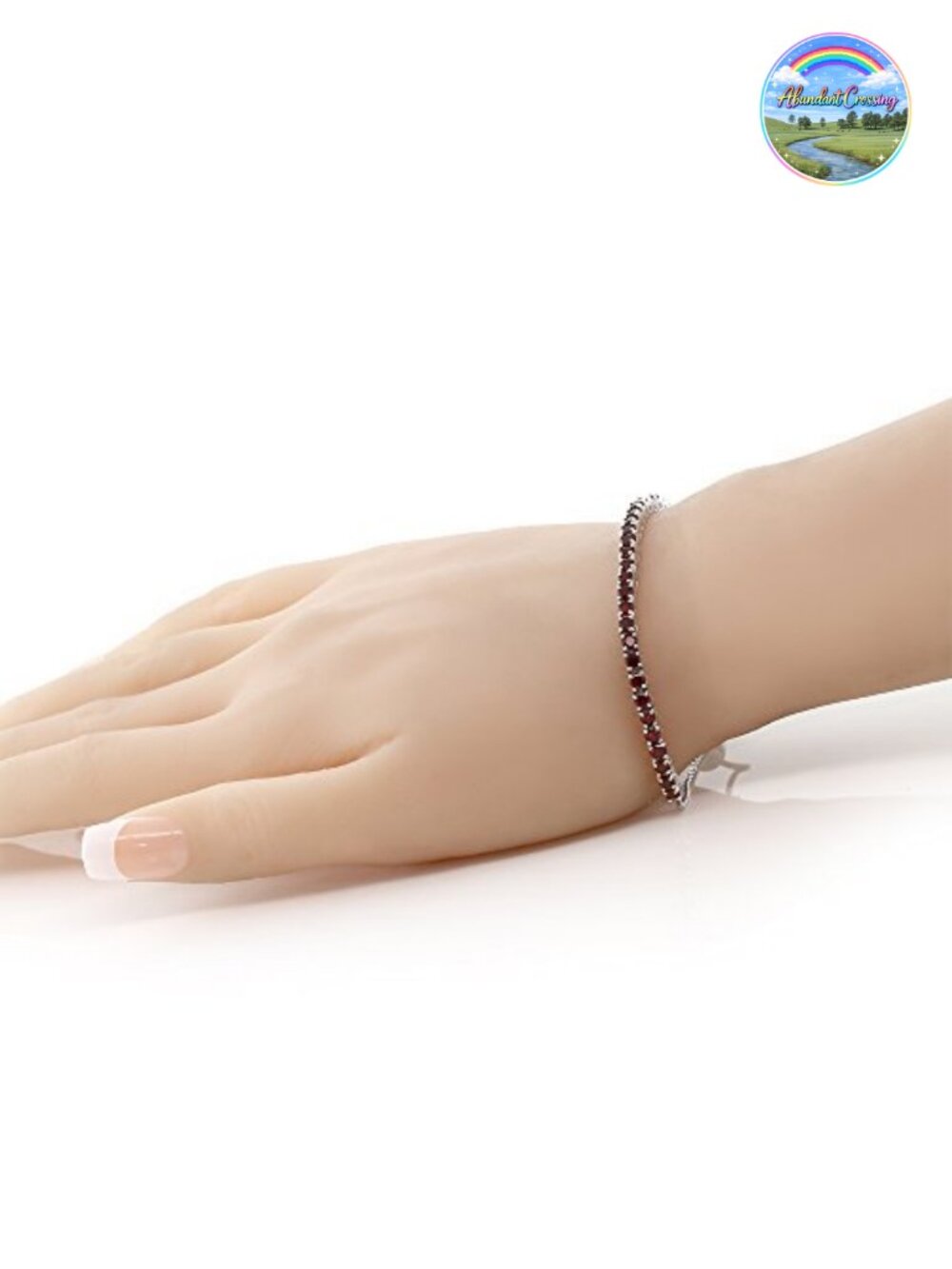 4.50 CTTW Red Garnet Tennis Bracelet 925 Sterling Silver Adjustable